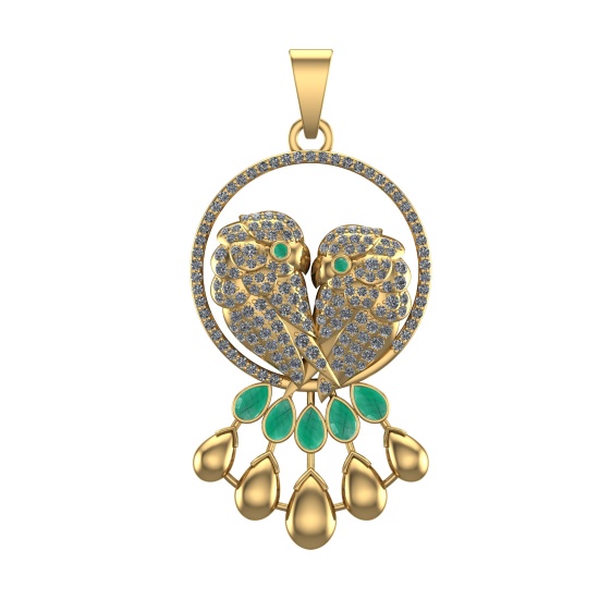 3.73 Ctw VS/SI1 Emerald and Diamond 14k Yellow Gold Pandant (ALL DIAMOND AR