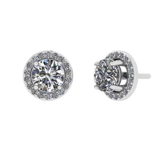 1.18 Ctw VS/SI1 Diamond 14k white Gold Stud Earrings (ALL DIAMOND ARE LAB G