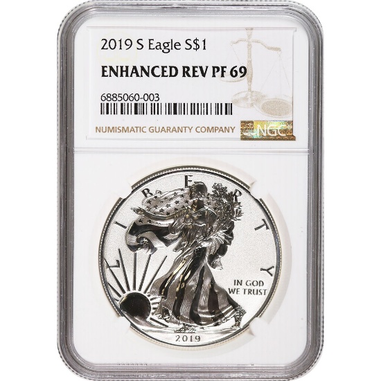 Certified Enhanced Reverse Proof Silver Eagle 2019-S PF69 NGC
