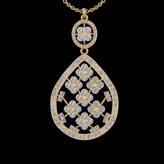 2.17 Ctw VS/SI1 Diamond 10k Yellow Gold Pandant (ALL DIAMOND ARE LAB GROWN