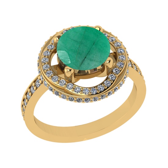 3.12 Ctw VS/SI1 Emerald and Diamond 14k Yellow Gold Engagement Ring