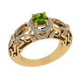 1.45 Ctw VS/SI1 Peridot and Diamond Set 10K Yellow Gold Engagement Ring (AL