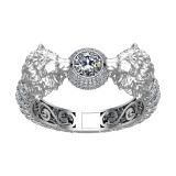 41.73 Ctw VS/SI1 Diamond 14k white Gold Creature Theme lion Bracelet Bangle