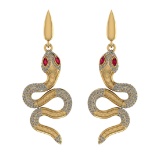 2.15 CtwVS/SI1 Ruby and Diamond 14K Yellow Gold Sneak Earrings