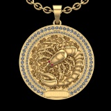 1.95 Ctw VS/SI1 Diamond 10K Yellow Gold Sodiac Sign theme Pendant (ALL DIAM