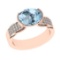 2.98 Ctw VS/SI1 Blue Topaz And Diamond 14K Rose Gold Engagement Ring( ALL D