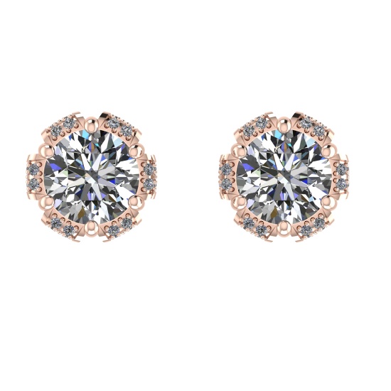 4.42 Ctw VS/SI1 Diamond 14k Rose Gold Stud Earrings