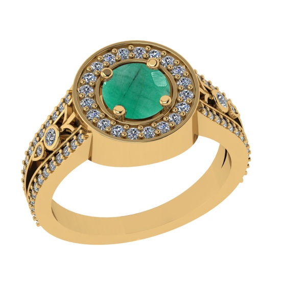 1.36 Ctw VS/SI1 Emerald and Diamond 14k Yellow Gold Engagement Ring