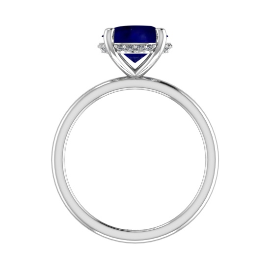 2.59 Ctw VS/SI1 Blue Sapphire and Diamond 14k white Gold Engagement Ring (A