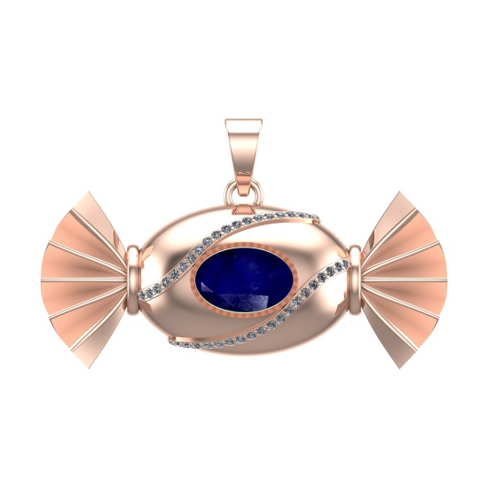 4.94 Ctw VS/SI1 Blue Sapphire and Diamond 14k white Gold Pandant (ALL DIAMO