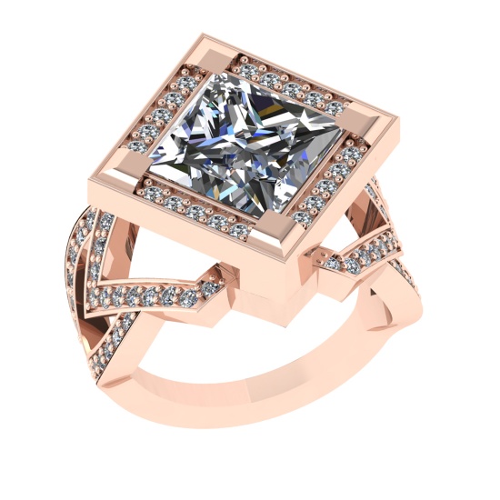 5.32 Ctw VS/SI1 Diamond 14k Rose Gold Engagement Ring (ALL DIAMOND ARE LAB