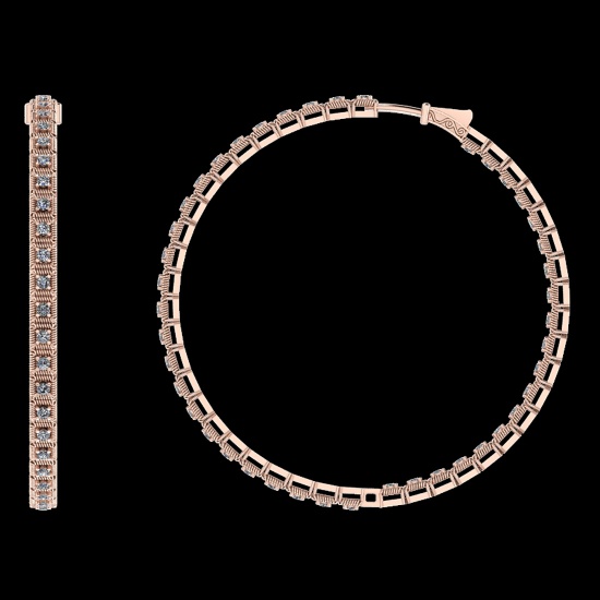 0.42 Ctw VS/SI1 Diamond 14K Rose Gold Hoop Earrings (ALL DIAMOND ARE LAB GR