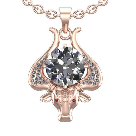 2.89 Ctw VS/SI1 Diamond 14k Rose Gold Creature Theme Pendant Necklace (ALL