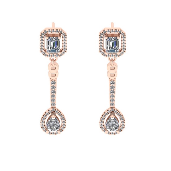 2.60 Ctw VS/SI1 Diamond 10K Rose Gold Dangle Earrings (ALL DIAMOND ARE LAB