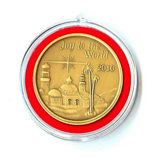 Christmas 2010 Bronze Round X-15 Joy To The World (with ornament holder)
