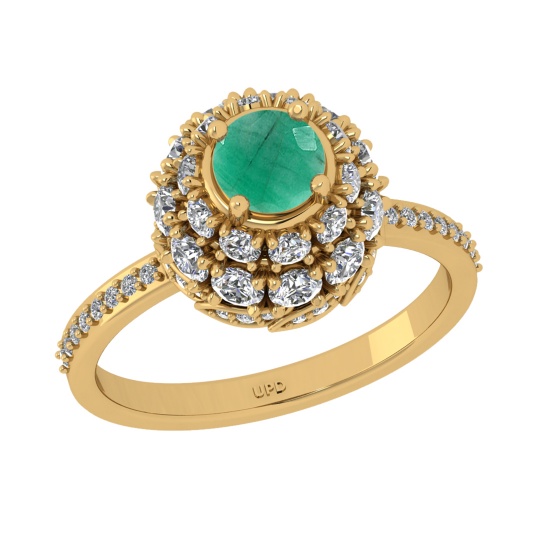2.00 Ctw VS/SI1 Emerlad and Diamond Prong Set 14K Yellow Gold Engagement Ri