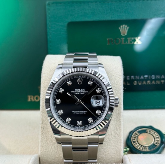 Rolex Oysterpepetual Datejust Fluted Jubilee 41mm Diamond Dial Comes With B