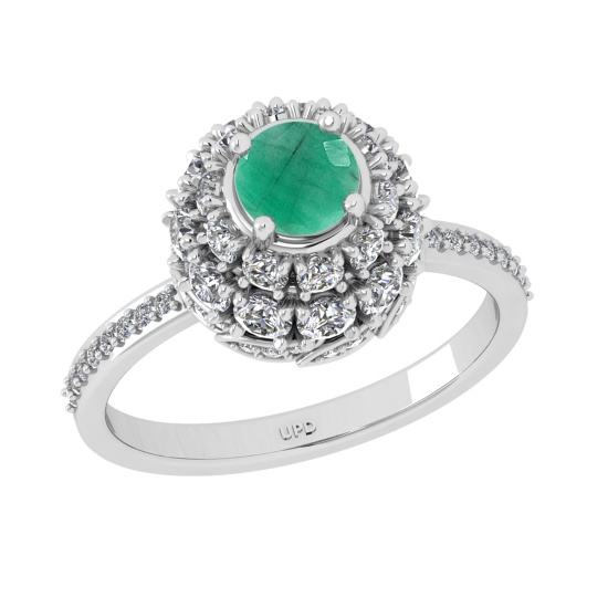 2.00 Ctw VS/SI1 Emerlad and Diamond Prong Set 14K White Gold Engagement Rin