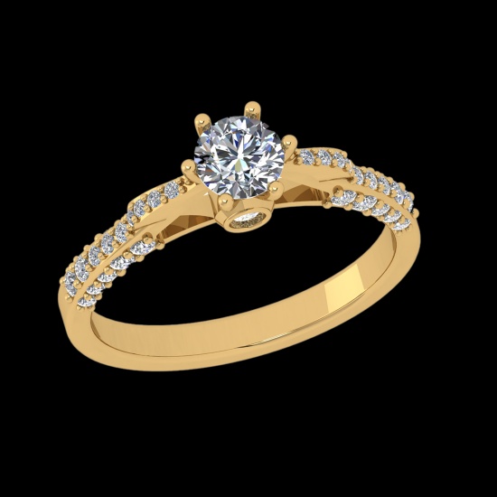 0.93 Ctw VS/SI1 Diamond 10k Yellow Gold Engagement Ring (ALL DIAMOND ARE LA