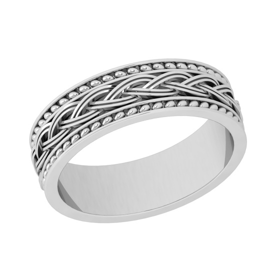 Engagement,Wedding,Anniversary Filigree Men s 14K White Gold Band Ring (ALL