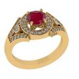 1.24 Ctw VS/SI1 Ruby and Diamond 14k Yellow Gold Engagement Ring (ALL DIAMO