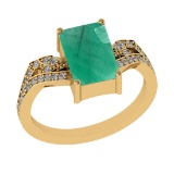 2.77 Ctw VS/SI1 Emerald and Diamond 14k Yellow Gold Engagement Ring (ALL DI