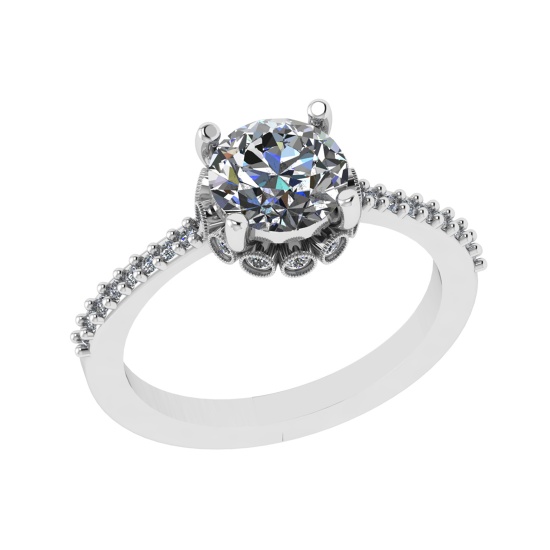 1.43 Ctw VS/SI1 Diamond 14k white Gold Hiden Halo Engagement Ring (ALL DIAM