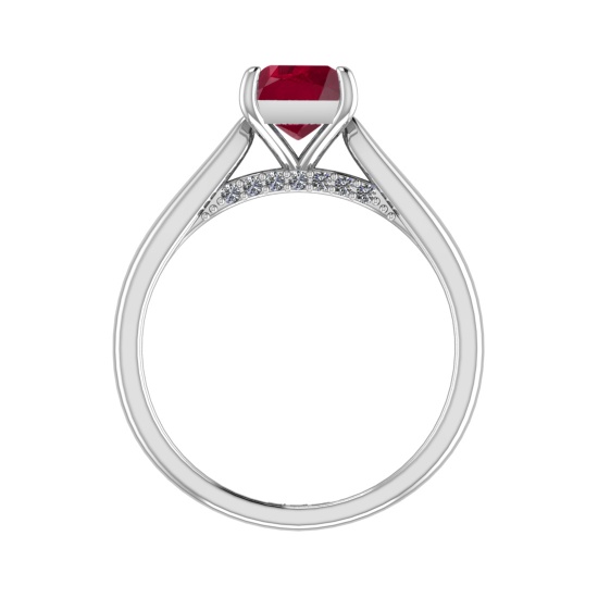 0.82 Ctw VS/SI1 Ruby and Diamond 14k white Gold Engagement Ring (ALL DIAMON