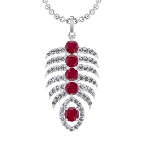 4.60 Ctw VS/SI1 Ruby and Diamond 14k white Gold Pandant (ALL DIAMOND ARE LA