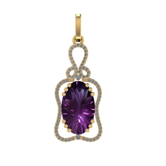 70.80 Ctw SI2/SI1 Tanzanite and Diamond Prong Set 14k Yellow Gold Pendant (