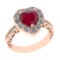 2.52 Ctw VS/SI1 Ruby And Diamond 14k Rose Gold Engagement Ring (ALL DIAMOND