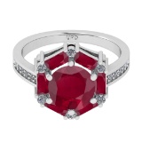 2.78 Ctw VS/SI1 Ruby and Diamond 14k white Gold Engagement Ring(ALL DIAMOND
