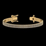 3.48 Ctw VS/SI1 Diamond 14K Yellow Gold 2 Row Bracelet (ALL DIAMOND ARE LAB