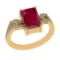 2.77 Ctw VS/SI1 Ruby and Diamond 14k Yellow Gold Engagement Ring (ALL DIAMO