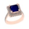 3.21 Ctw VS/SI1 Blue Sapphire And Diamond 14k Rose Gold Engagement Ring (AL