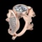 4.02 Ctw VS/SI1 Diamond 10k Rose Gold Fish theme zodiac signs Engagement Ri