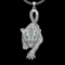 3.80 Ctw VS/SI1 Diamond Prong Set 18K White Gold Animal theme Lion Necklace