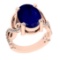 3.68 Ctw VS/SI1 Blue Sapphire and Diamond Prong Set 14K Rose Gold Engagemen