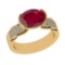 2.98 Ctw VS/SI1 Ruby And Diamond 14k Yellow Gold Engagement Ring (ALL DIAMO