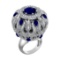 17.72 Ctw VS/SI1 Blue Sapphire and Diamond 14k white Gold Engagement Ring(A