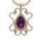 16.10 Ctw VS/SI1 Amethyst and Diamond 14K Yellow Gold Pendant