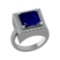 3.35 Ctw VS/SI1 Blue Sapphire and Diamond 14k white Gold Engagement Ring (A