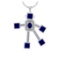 7.65 Ctw VS/SI1 Blue Sapphire and Diamond 14K White Gold Necklace(ALL DIAMO