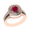 1.81 Ctw VS/SI1 Ruby and Diamond 14k Rose Gold Engagement Halo Ring (LAB GR