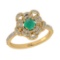 0.92 Ctw VS/SI1 Emerlad and Diamond Prong Set 14K Yellow Gold Engagement Ri
