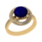 3.12 Ctw VS/SI1 Blue Sapphire and Diamond 14k Yellow Gold Engagement Ring