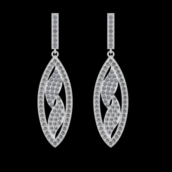 3.52 Ctw VS/SI1 Diamond 10K White Gold Dangling Earrings