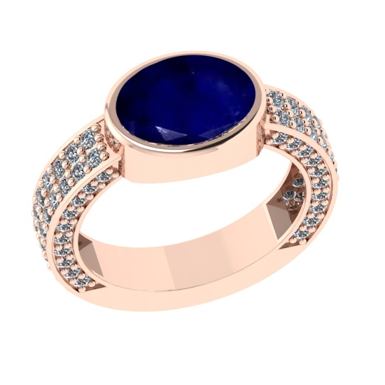 2.96 Ctw VS/SI1 Blue Sapphire and Diamond 14k Rose Gold Engagement Ring (AL