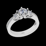 1.40 Ctw VS/SI1 Diamond Prong Set 18K White Gold Engagement Ring