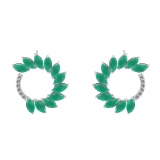 3.18 Ctw VS/SI1 Emerlad And Diamond 14K White Gold Earrings (ALL DIAMOND AR